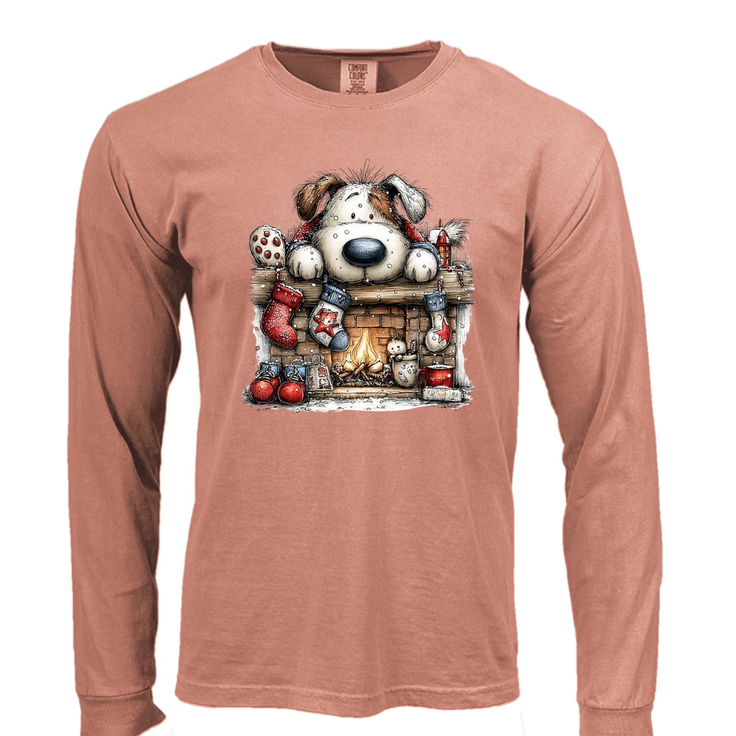 Comfort Colors Christmas Mantel Pup Long-Sleeve Shirt - Purrfect Pet Haven