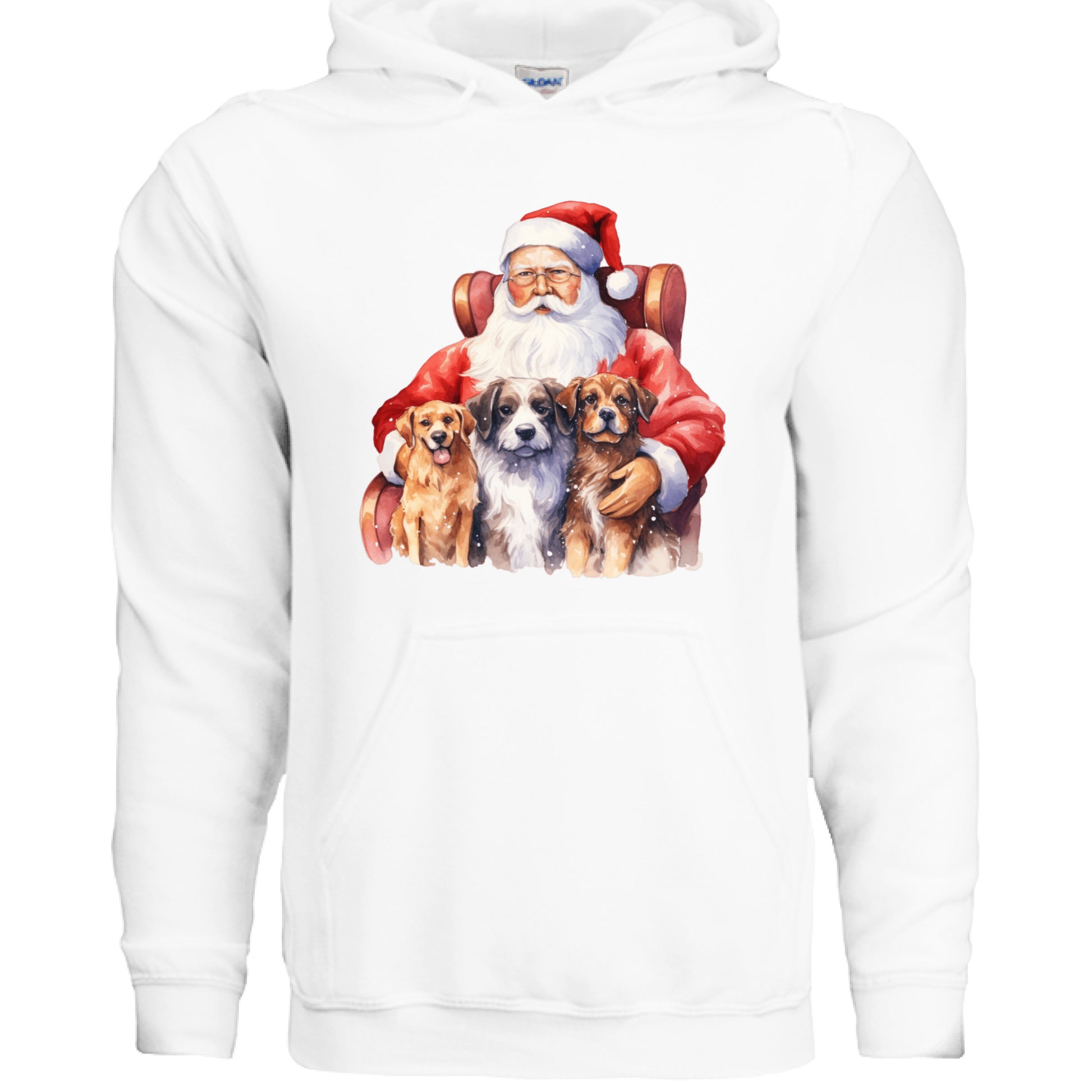 Santa Holding Pups Hoodie - Christmas Dog Lover Sweatshirt - Purrfect Pet Haven
