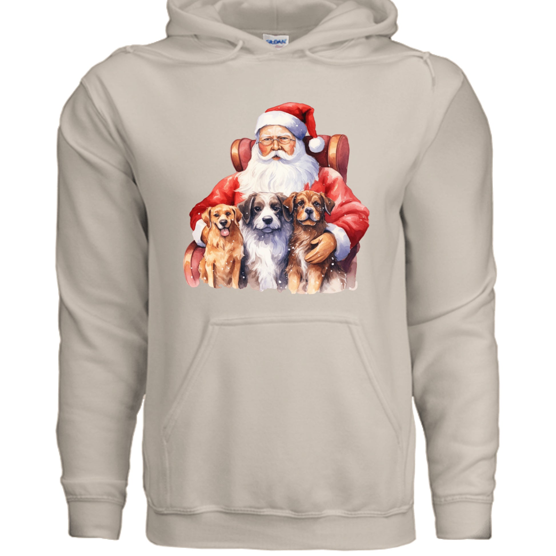 Santa Holding Pups Hoodie - Christmas Dog Lover Sweatshirt - Purrfect Pet Haven