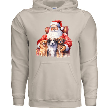 Santa Holding Pups Hoodie - Christmas Dog Lover Sweatshirt - Purrfect Pet Haven