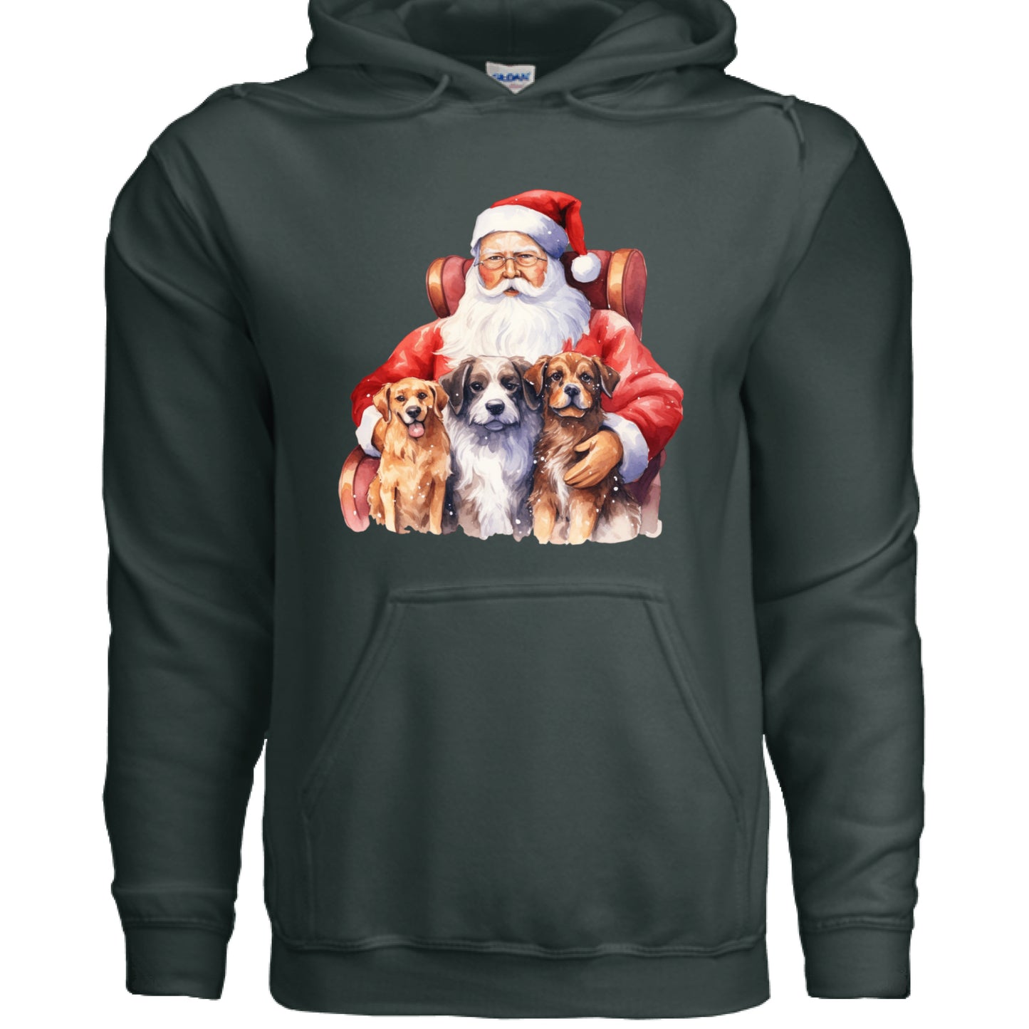 Santa Holding Pups Hoodie - Christmas Dog Lover Sweatshirt - Purrfect Pet Haven