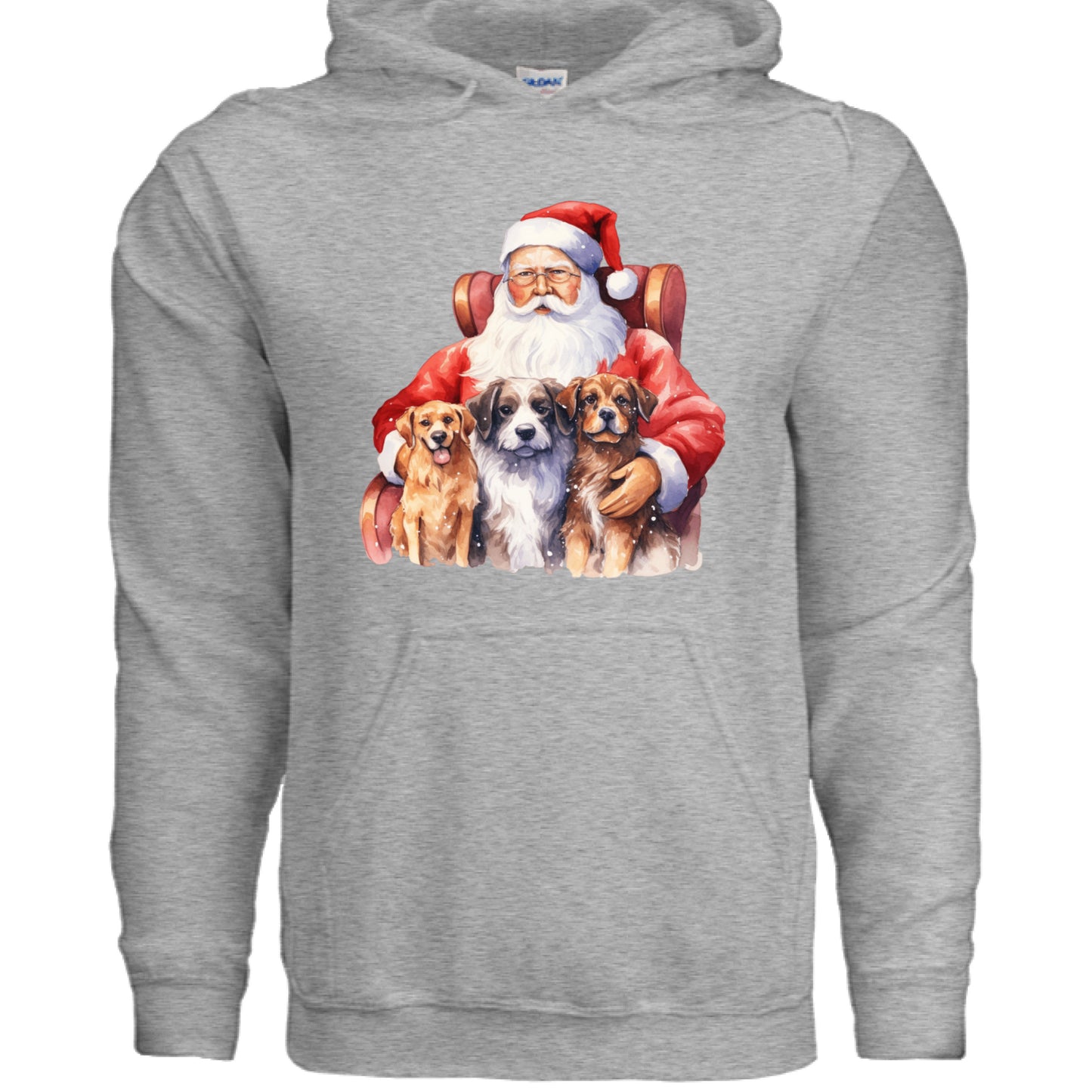 Santa Holding Pups Hoodie - Christmas Dog Lover Sweatshirt - Purrfect Pet Haven