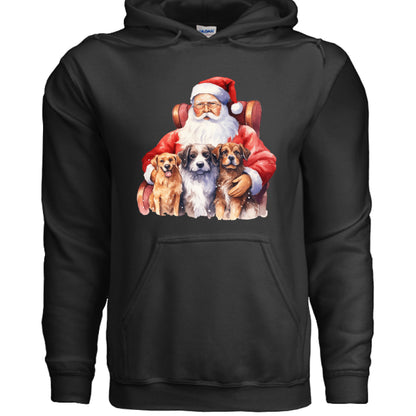Santa Holding Pups Hoodie - Christmas Dog Lover Sweatshirt - Purrfect Pet Haven