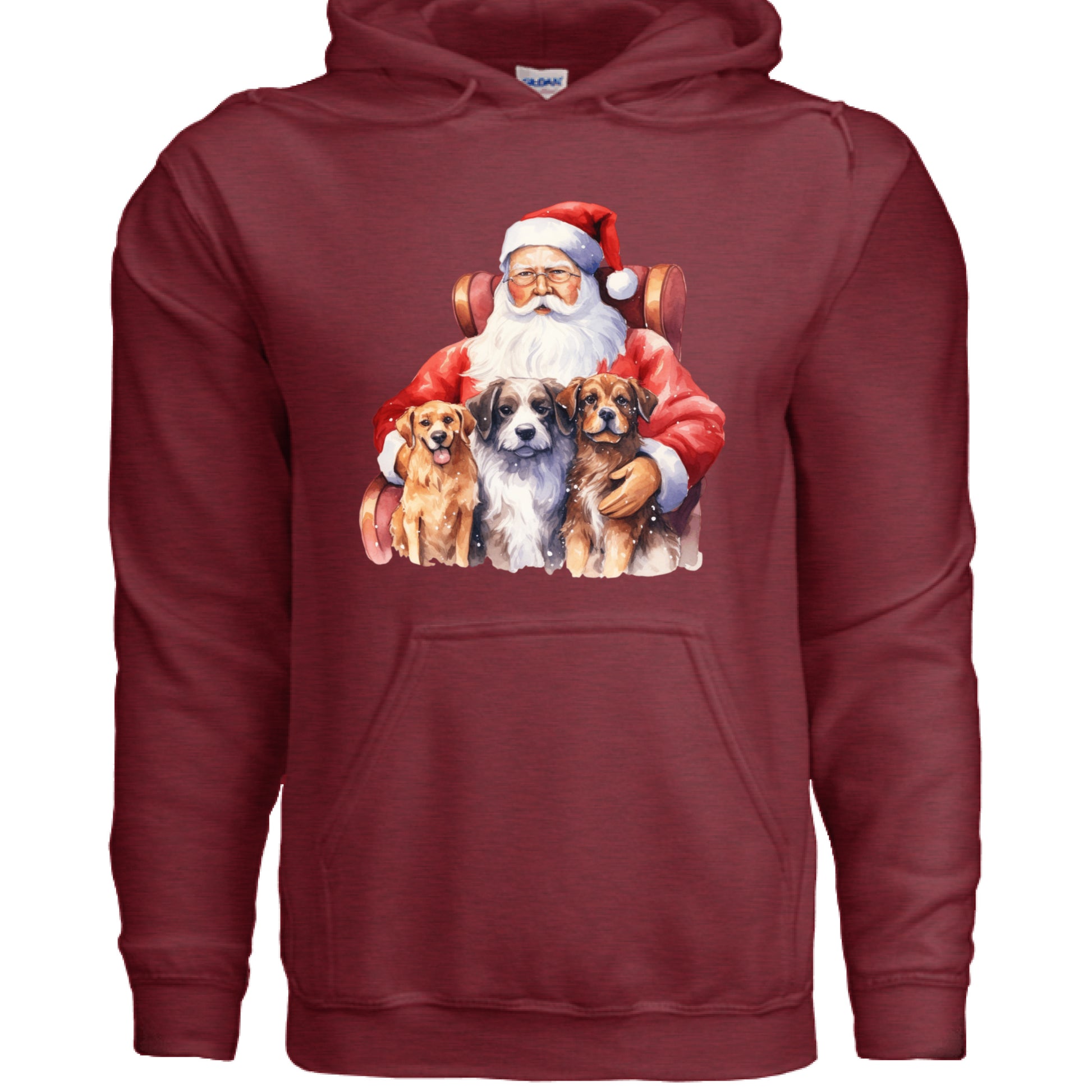 Santa Holding Pups Hoodie - Christmas Dog Lover Sweatshirt - Purrfect Pet Haven