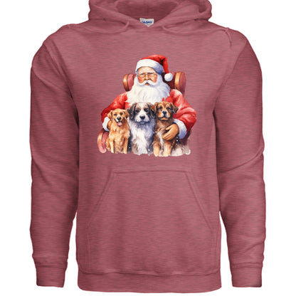 Santa Holding Pups Hoodie - Christmas Dog Lover Sweatshirt - Purrfect Pet Haven