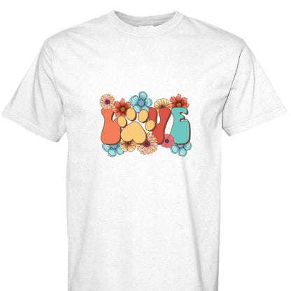 Comfort Colors T-shirt - Flowers and Love Paw Print - Purrfect Pet Haven