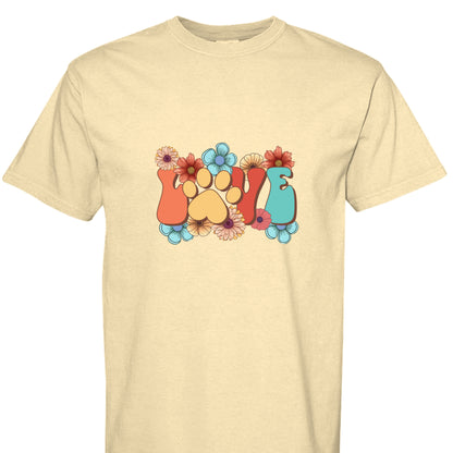 Comfort Colors T-shirt - Flowers and Love Paw Print - Purrfect Pet Haven