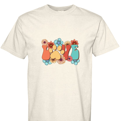 Comfort Colors T-shirt - Flowers and Love Paw Print - Purrfect Pet Haven