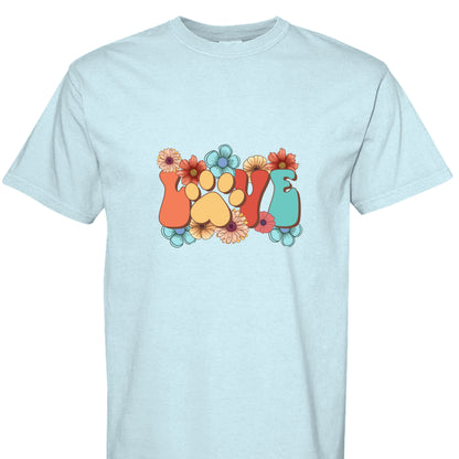 Comfort Colors T-shirt - Flowers and Love Paw Print - Purrfect Pet Haven