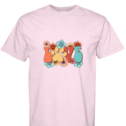 Comfort Colors T-shirt - Flowers and Love Paw Print - Purrfect Pet Haven