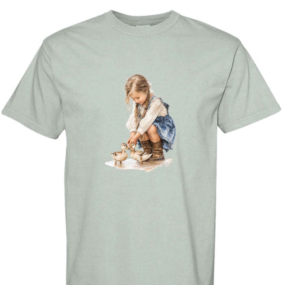 Comfort Colors T-Shirt - Little Girl Feeding Ducks