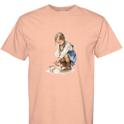 Comfort Colors T-Shirt - Little Girl Feeding Ducks