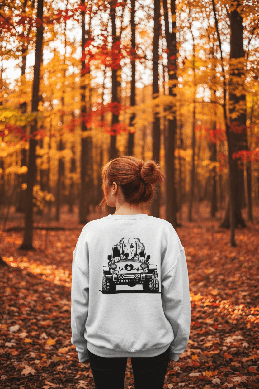 Golden Retriever Jeep Sweatshirt - Dog Lover's Heavy Blend - Purrfect Pet Haven