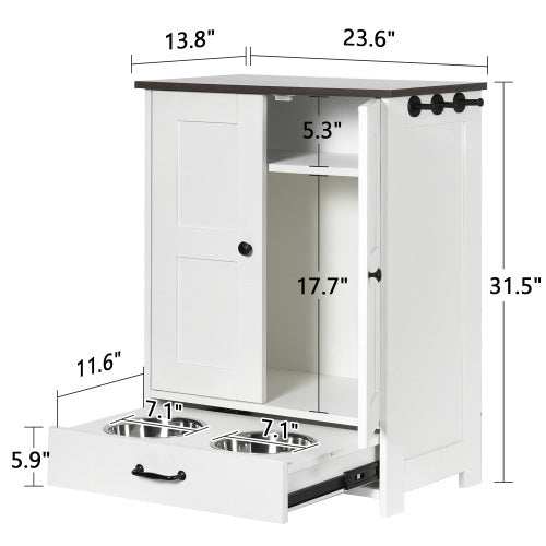Premium Dog Feeding Station with Hidden Bowl Storage - Adjustable Food Locker for Medium Dogs - Purrfect Pet Haven