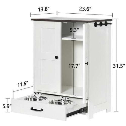 Premium Dog Feeding Station with Hidden Bowl Storage - Adjustable Food Locker for Medium Dogs - Purrfect Pet Haven