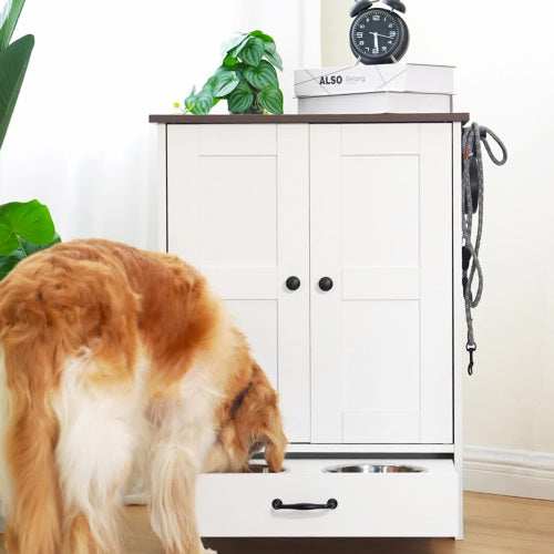 Premium Dog Feeding Station with Hidden Bowl Storage - Adjustable Food Locker for Medium Dogs - Purrfect Pet Haven