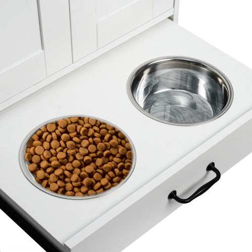 Premium Dog Feeding Station with Hidden Bowl Storage - Adjustable Food Locker for Medium Dogs - Purrfect Pet Haven