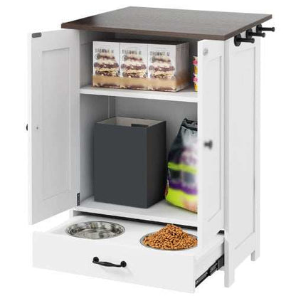 Premium Dog Feeding Station with Hidden Bowl Storage - Adjustable Food Locker for Medium Dogs - Purrfect Pet Haven