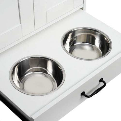 Premium Dog Feeding Station with Hidden Bowl Storage - Adjustable Food Locker for Medium Dogs - Purrfect Pet Haven