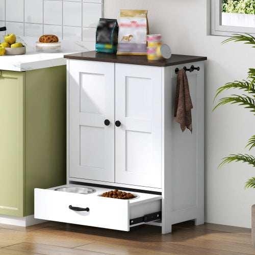 Premium Dog Feeding Station with Hidden Bowl Storage - Adjustable Food Locker for Medium Dogs - Purrfect Pet Haven