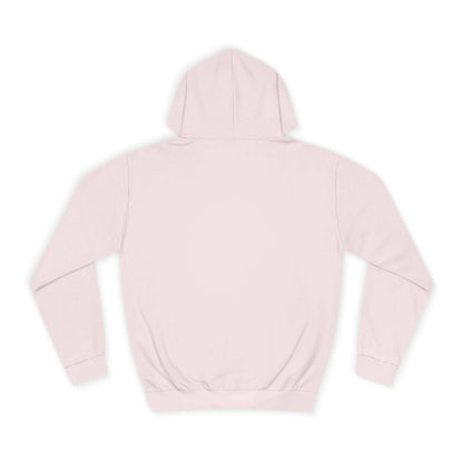 Stay Pawsitive Unisex Hoodie light pink back view flat lay with hood long sleeves ribbed cuffs and hem