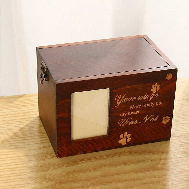 Solid Wood Pet Leash Photo Frame Cinerary Casket - Purrfect Pet Haven