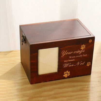 Solid Wood Pet Leash Photo Frame Cinerary Casket - Purrfect Pet Haven
