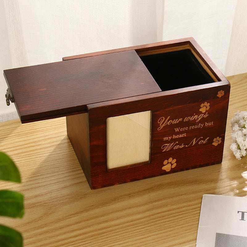Solid Wood Pet Leash Photo Frame Cinerary Casket - Purrfect Pet Haven