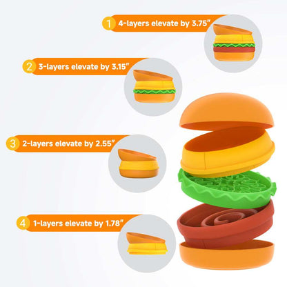 Hamburger Pet Bowl Set - 5-in-1 Slow Feeder with Lick Mat - Purrfect Pet Haven