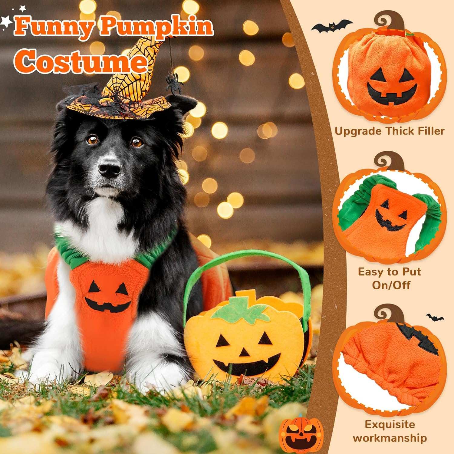Fun Halloween Pumpkin Pet Dog Costume - Purrfect Pet Haven