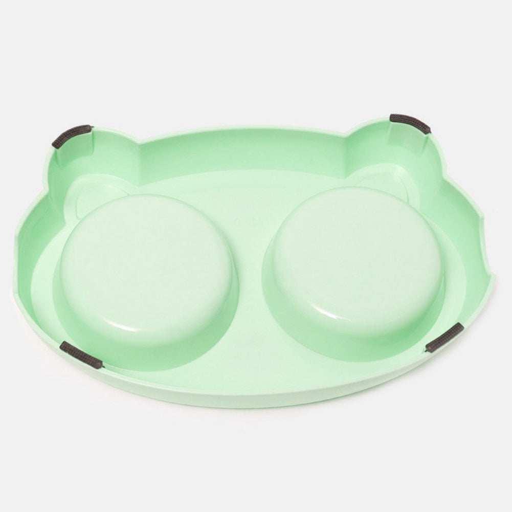 Wefulfil pet feeder stainless steel bowls with mint green plastic base and non-slip pads