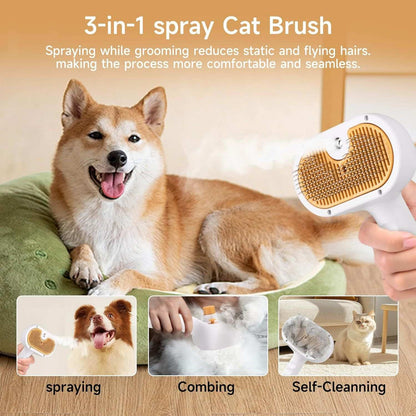 Wefulfil Pet Grooming Comb with Mousse 3-in-1 spray cat brush reducing static and flying hairs