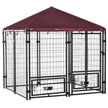 Outdoor Kennel With Rotating Bowl Rack, Walk-in Pet Playpen, Welded Wire Steel Dog Pen, With Waterproof And UV Resistant Awning - Purrfect Pet Haven