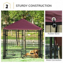 Outdoor Kennel With Rotating Bowl Rack, Walk-in Pet Playpen, Welded Wire Steel Dog Pen, With Waterproof And UV Resistant Awning - Purrfect Pet Haven
