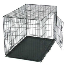 42 Inch Iron Foldable With Divider Plastic Tray Black Dog Cage - Purrfect Pet Haven