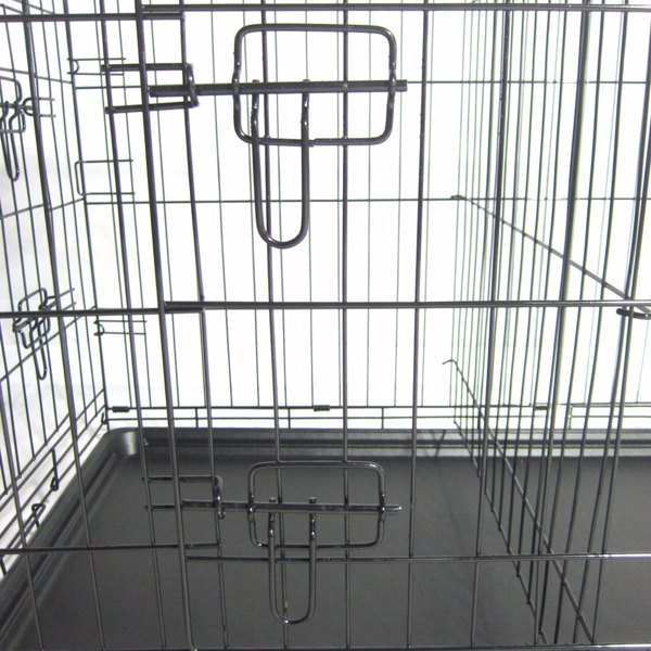 42 Inch Iron Foldable With Divider Plastic Tray Black Dog Cage - Purrfect Pet Haven