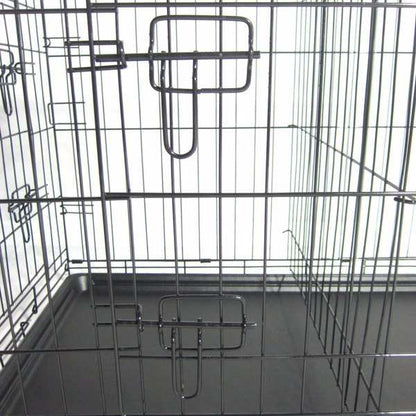 42 Inch Iron Foldable With Divider Plastic Tray Black Dog Cage - Purrfect Pet Haven