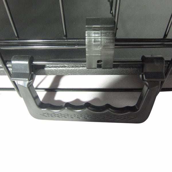 42 Inch Iron Foldable With Divider Plastic Tray Black Dog Cage - Purrfect Pet Haven