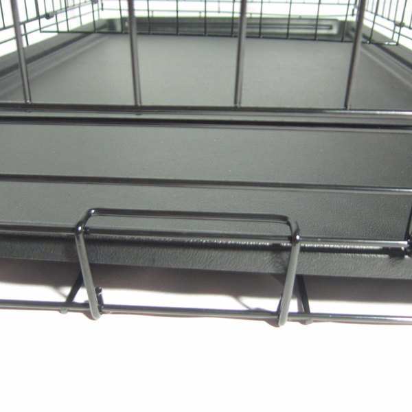 42 Inch Iron Foldable With Divider Plastic Tray Black Dog Cage - Purrfect Pet Haven