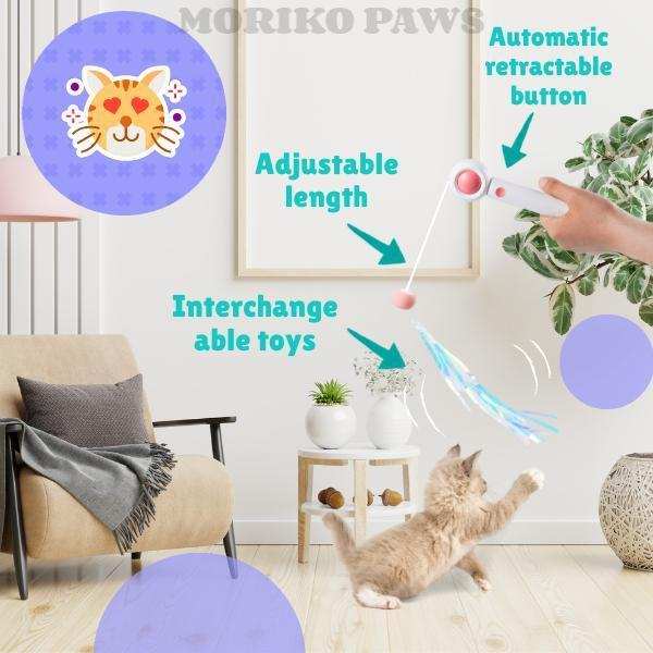 Retractable Interactive Laser and Cat Feather Wand Toy - Purrfect Pet Haven
