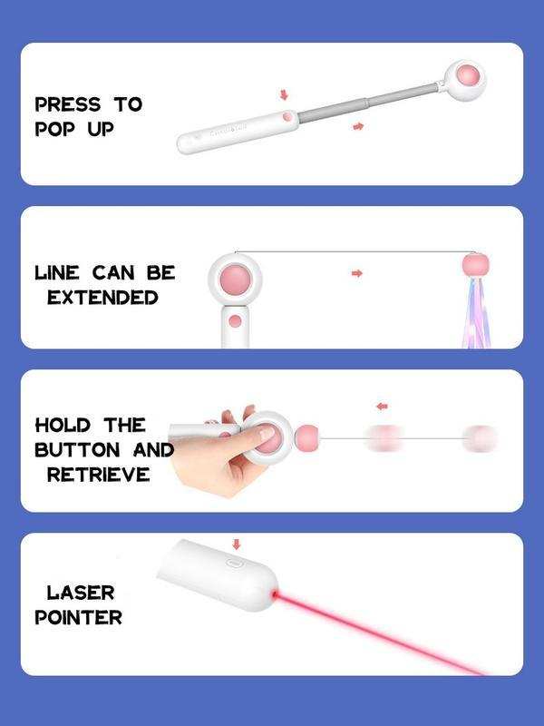 Retractable Interactive Laser and Cat Feather Wand Toy - Purrfect Pet Haven