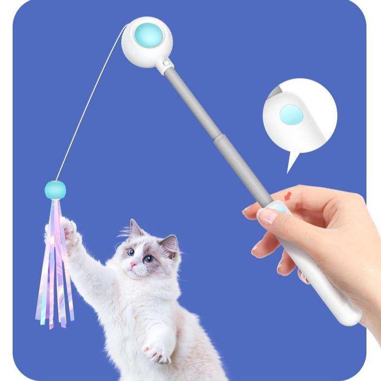 Retractable Interactive Laser and Cat Feather Wand Toy - Purrfect Pet Haven
