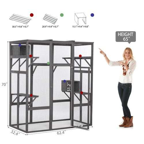Large Multi-Level Outdoor Cat Enclosure Cage - Purrfect Pet Haven
