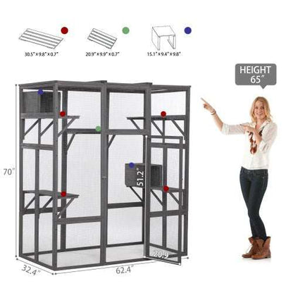 Large Multi-Level Outdoor Cat Enclosure Cage - Purrfect Pet Haven