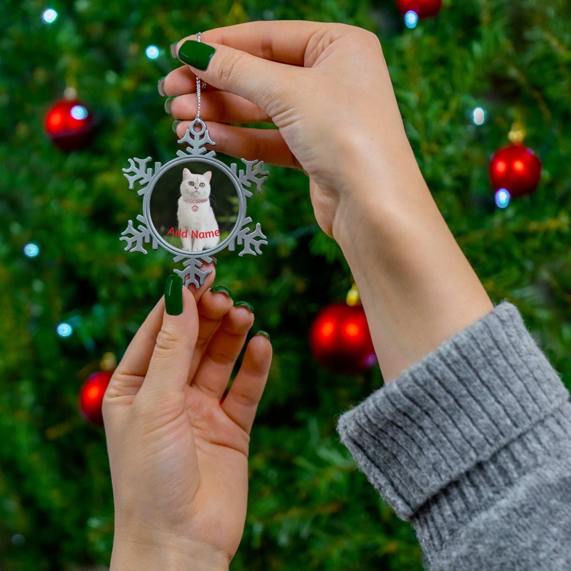Personalized Pewter Snowflake Pet Ornament - Custom Christmas Decor - Purrfect Pet Haven