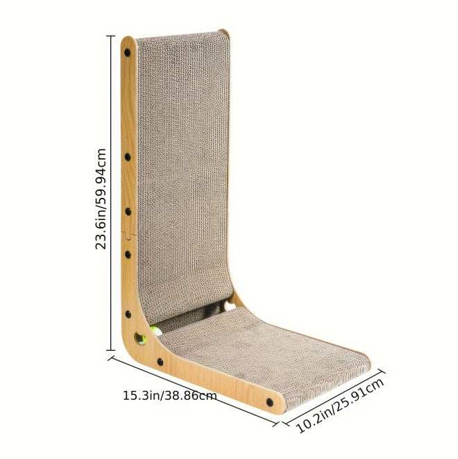 Large Size Cat Scratching Board, 23.6 Inch L Shape Cat Scratching Pad Wall Mounted, Cat Scratching Board With Ball Toy For Indoor Cats To Play - Purrfect Pet Haven