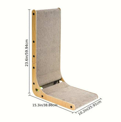 Large Size Cat Scratching Board, 23.6 Inch L Shape Cat Scratching Pad Wall Mounted, Cat Scratching Board With Ball Toy For Indoor Cats To Play - Purrfect Pet Haven