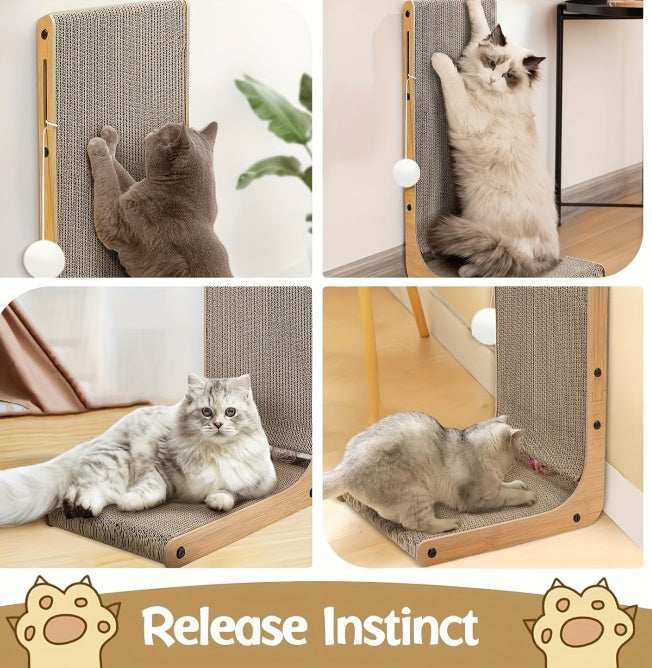 Large Size Cat Scratching Board, 23.6 Inch L Shape Cat Scratching Pad Wall Mounted, Cat Scratching Board With Ball Toy For Indoor Cats To Play - Purrfect Pet Haven