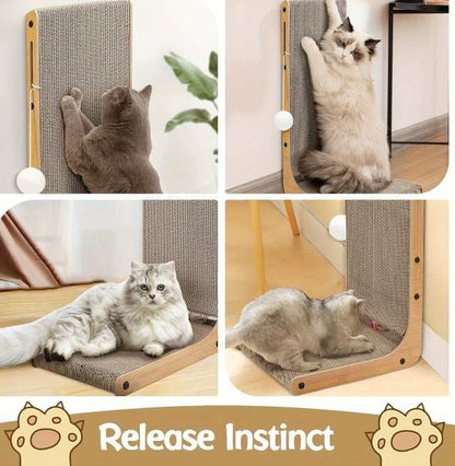 Large Size Cat Scratching Board, 23.6 Inch L Shape Cat Scratching Pad Wall Mounted, Cat Scratching Board With Ball Toy For Indoor Cats To Play - Purrfect Pet Haven