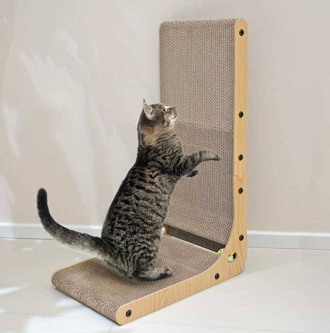 Large Size Cat Scratching Board, 23.6 Inch L Shape Cat Scratching Pad Wall Mounted, Cat Scratching Board With Ball Toy For Indoor Cats To Play - Purrfect Pet Haven